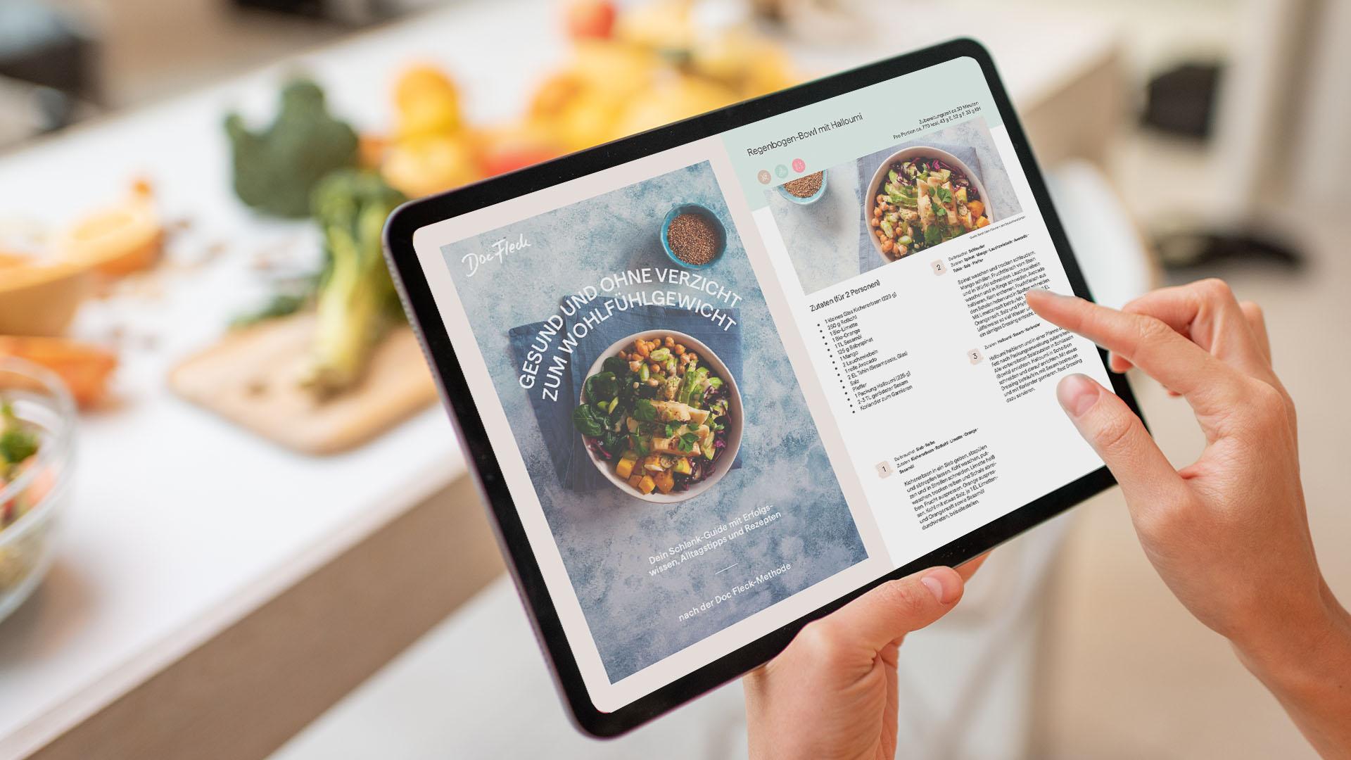 Doc Fleck Schlankguide wird auf dem Tablet angezeigt